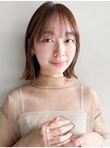 美髪ホワイトグレージュチェリーブラウンイメチェン外ハネボブa