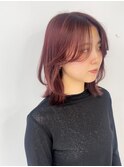 レイヤーカット レッド ブリーチ ダブルカラー 横浜