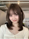 韓国風/レイヤー/前髪カット/オリーブ/透明感/ハッシュカット