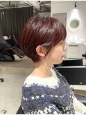 マッシュショート/丸みショート/ピンクブラウン