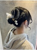 金箔×水引のシニヨンスタイル/和装ヘアセット