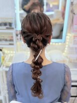 結婚式 二次会 お呼ばれ 編みおろしポニー