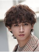 原宿波巻きパーマメンズパーマツイスパセンターパートウルフ30代