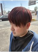 メンズブリーチハイライトカラー赤
