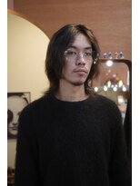 エディ(Edy)&nbsp;メンズセンターパートウルフカットケアパーマブラウンカラー岡山