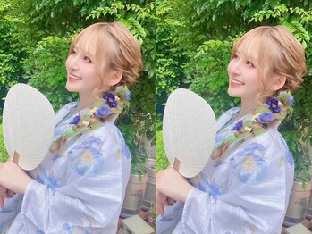 ジューシーティーティー(JUICY tt)の写真/夏の浴衣で特別な一日を!プロの着付けと可愛いヘアセットで華やかにお出かけ♪