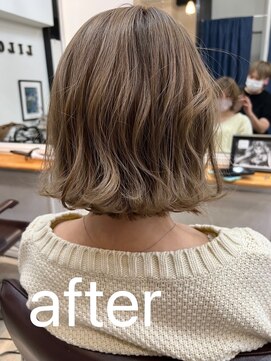 リルウ 阿倍野キューズモール(LILOU) ゆるふわイエローベージュアッシュ