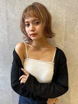 アース 三軒茶屋店(HAIR&MAKE EARTH) 三軒茶屋_レディース_ミディアム_ボブ_ベージュ_コテ巻き_小顔