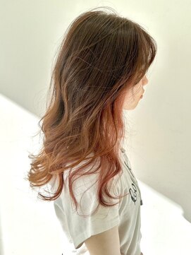 フォーク FOLK 【FOLK】透明感ペールオレンジ☆似合わせゆる巻きロング♪