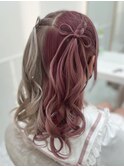 【ヘアメ】編み込みリボンハーフツイン♪_ユウ
