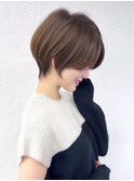 大人ショートボブ丸みショートカットマッシュショート前髪あり