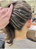 えりあしハイライト地毛のナチュラルコントラストハイライト