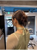 タイト/ロープ編み/三つ編みアレンジ/飾りなし/結婚式ヘア
