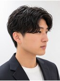 フェザーパーマビジネススタイルメンズセンターパート刈り上げ