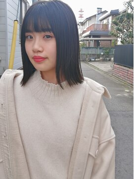 ブルー(BLUE) #BLUE　ストレート切りっぱなしボブ