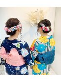 浴衣×ドライフラワー髪飾り☆