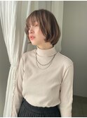 大人かわいいワンカール ショートボブ ココアベージュミディ