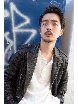 イオ 本厚木(io) 七三かきあげメンズカットビジネス黒髪ニュアンスパーマ