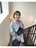 ボブパーマ/黒髪パーマ/切りっぱなしボブ/ショートボブ