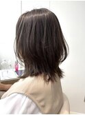 ミディアムレイヤー◎小顔くびれウルフ/くすみベージュ/本厚木
