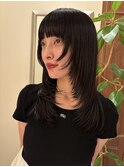 顔まわりレイヤー ブルーブラック 前髪あり 小松菜奈 銀座