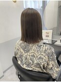 切りっぱなしボブ×オリーブグレージュ×髪質改善縮毛矯正