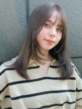 ガーデン 銀座(GARDEN) レイヤー ミディアムヘア グレージュ ミディアムレイヤー 前髪