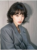 マッシュウルフボブパーマミルクティーベージュシルバーアッシュ