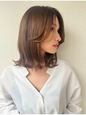 くびれヘア/外ハネミディアム/前髪かき上げ/髪質改善/艶髪p