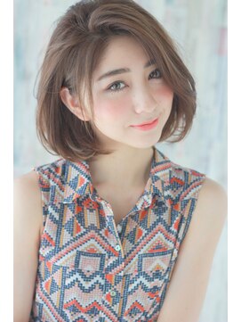 ドアベルヘアリビング(Door Bell hair Living) かきあげミディアムボブ×ハニーヘア×マーメイドアッシュ