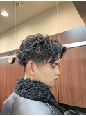 コムドットやまとさん風センターパート×スパイラルパーマ