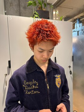 アース 高円寺店(HAIR & MAKE EARTH) スパイキーショート×ビビットオレンジ　{@02st96｝