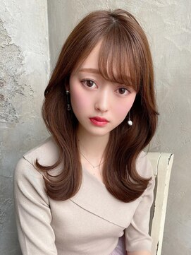 ラルユー 金山(LallYou) 大人かわいいくびれヘアセミロング × ミルクティーベージュ