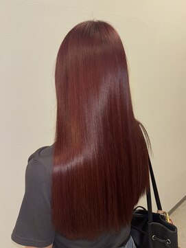ヘアーメイクブランニュー セントラル 西大寺店(hair make Brand new central) ワインレッドロング透明感こっくりボルドー秋色暖色カラー韓国風