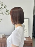 大人可愛いボブブリーチなしナチュラルオレンジブラウン