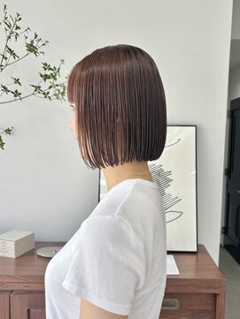 ヘアー アイス 御器所本店(HAIR ICI) 大人可愛いボブブリーチなしナチュラルオレンジブラウン