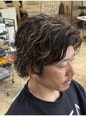 メンズカットベージュハイライトサーフカール