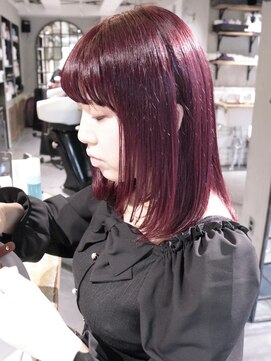 ロリム(RorriM) ダブルカラー カシスレッド ダブルカラー ウルフカット