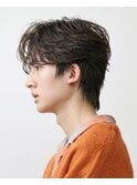 韓国ヘアカルマパーマカルマバングセンターパート黒髪ウルフ