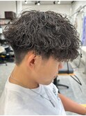 波巻きパーマセンターパートツイストパーマメンズマッシュパーマ