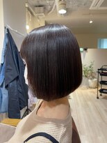 ハピエル ヘアークルー(HAPPYEL hair crew)&nbsp;20代30代ナチュラルくびれ暗色ボブ毛先パーマ艶感結べるボブ