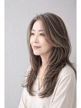 イデアル 夙川店(IDEAL)&nbsp;白髪ぼかしハイライト×顔まわりレイヤー【水野　遼】