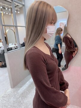 ロンド レア 天神大名店(Lond Le’a) インナーカラー/イヤリングカラー/ミルクティベージュ/ボブ/博多