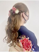 【BelleCoupes】袴着付けヘアセット ハーフアップ 着物ヘア
