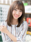 黒髪暗髪ナチュラルカラー斜めバングミディh4北浦和20代30代40代