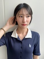 マイラ 銀座(myla) 大人可愛い耳かけ小顔美髪ストレート暗髪切りっぱなしミニボブ