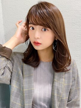 シルクレイ 吉祥寺店(Silk-lei) 顔型別ヘアスタイル前髪大人ミディマロンベージュ20代吉祥寺