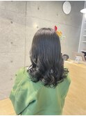 セミロングのデジタルパーマ