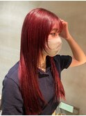 チェリーレッドカラー×フェイスレイヤーカット
