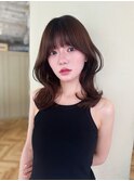 鎖骨ミディアムくびれヘア/自由が丘
